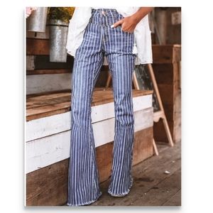 Litz Midrise Stripe Flare Jeans